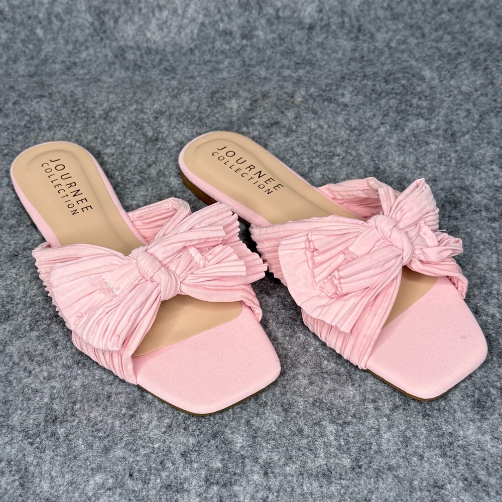 Journee‎ Collection Women's Serlina Bow Flat Sandals- Sz 7.5